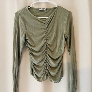 Comfy light olive green long sleeve top